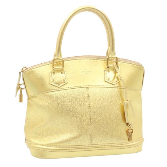 LOUIS VUITTON Suhari Lockit PM Hand Bag Leather Gold LV Auth - Picture 1 of 16